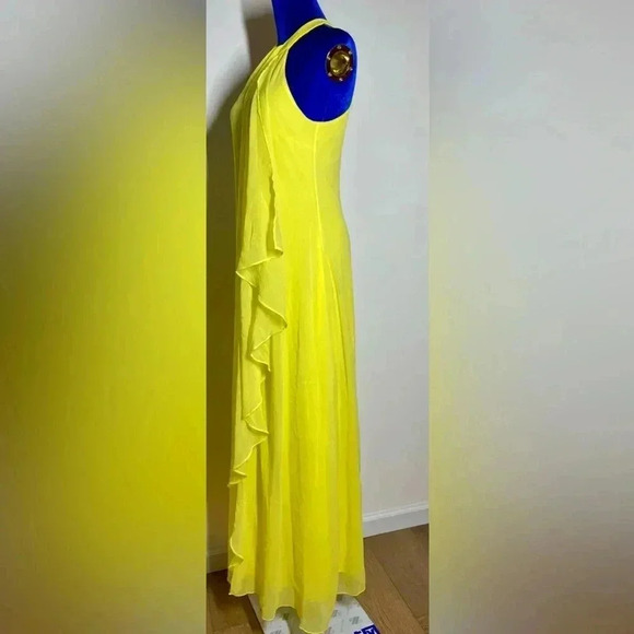 Meghan LA | Aphrodite Halter Maxi Dress | Chiffon Vivid Yellow | Women’s S - Picture 6 of 10